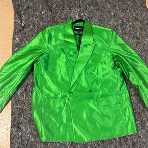 Bold Green Double-Breasted Blazer